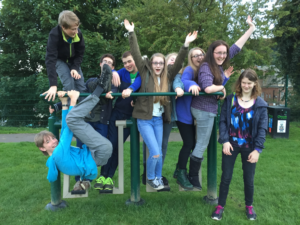 Young people out on the Recreation ground